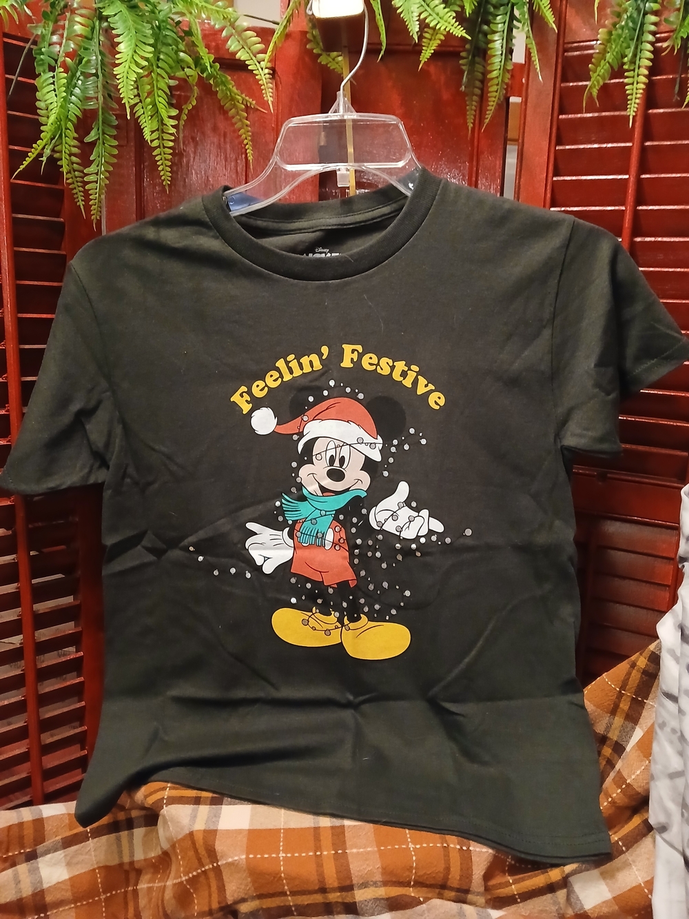 Kids Disney Black Mickey Mouse Feelin' Festive Holiday Tee